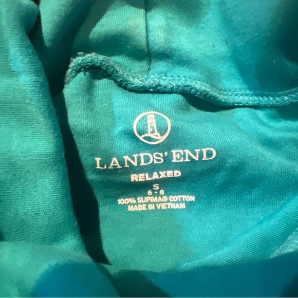 Lands' End Women's Cyan Turtleneck Top S 6-8 Long Sleeve Shaped Relaxed Cotton - Picture 3 of 3